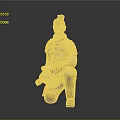 Detailed Ancient Terracotta Warrior Sculpture Kneeling Soldier With Armor And Hairstyle