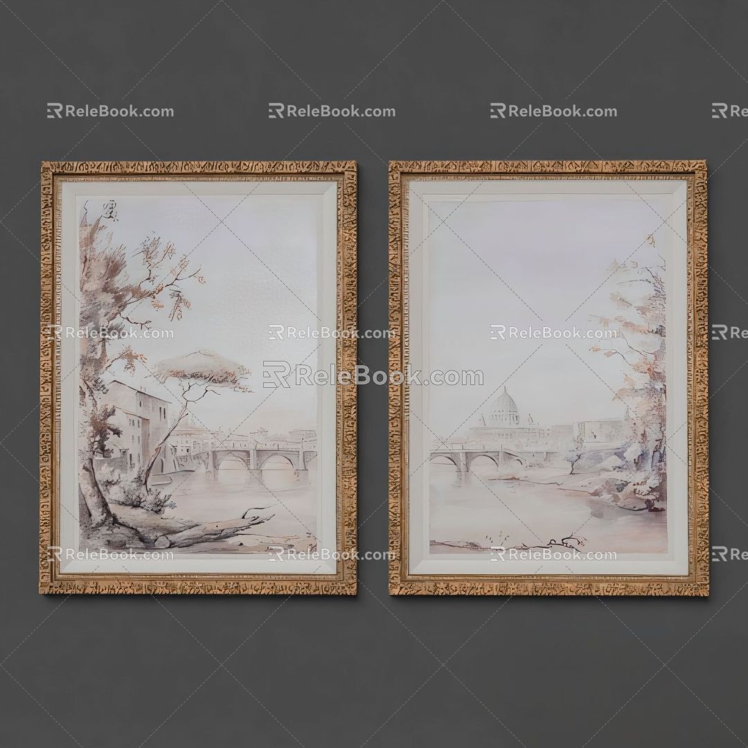 European abstract painting frame painting 3d model