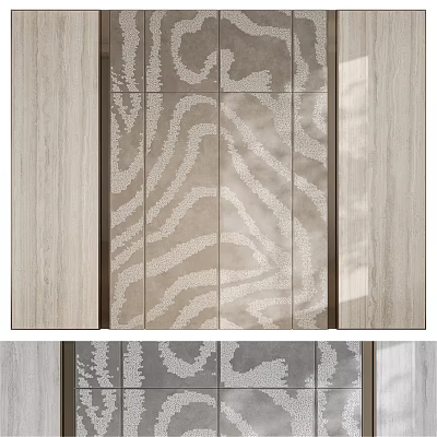 Elegant Background Wall With Zebra Pattern Light Colored Panels And Marble Design 3d model