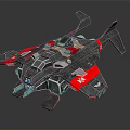 Advanced Silver Gray And Red Spacecraft With Multiple Wings Cockpit And Technical Details 3d model