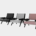 Modern Leisure Chair With Light Gray Fabric Seat And Black Wooden Armrest Frame Design