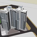 Modern High Rise Residential Complex With Multiple Buildings Road And Green Space Layout