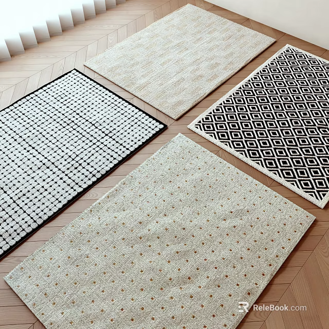 Various Patterned Square Rugs In Modern Styles For Living Room Decoration 3d model 