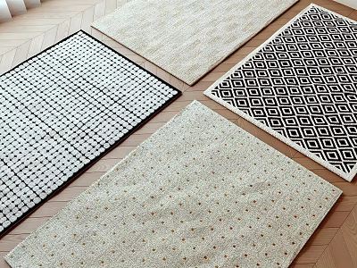 Various Patterned Square Rugs In Modern Styles For Living Room Decoration 3d model