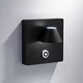 Modern Black Square Wall Lamp With Cone Shaped Shade And Round Knob