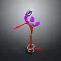 Enchanted Magic Staff With Purple Gems Red Ribbons And Silver Rings