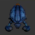 Mythical crustacean creature with blue and purple spiked armor large claws 3D rendered fantasy design