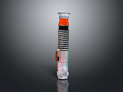 Silver Metal Mechanical Component Featuring Orange Ring Black Stripes And Red Part 3d model