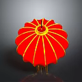 Traditional Red Lantern With Yellow Decorative Lines And Hanging Tassels Design