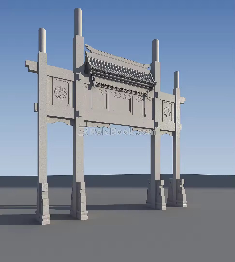 Chinese-style archway 3d model