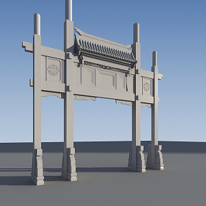 Chinese-style archway 3d model