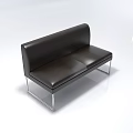 Black Leather Three Seater Sofa With Modern Design And Metal Frame 3d model