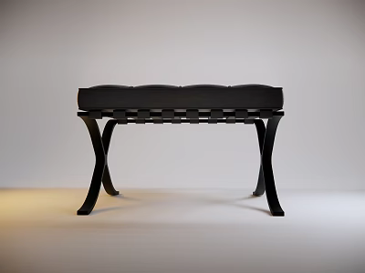 Modern Black Sofa Bench With Stylish Curved Legs And Upholstered Seat 3d model