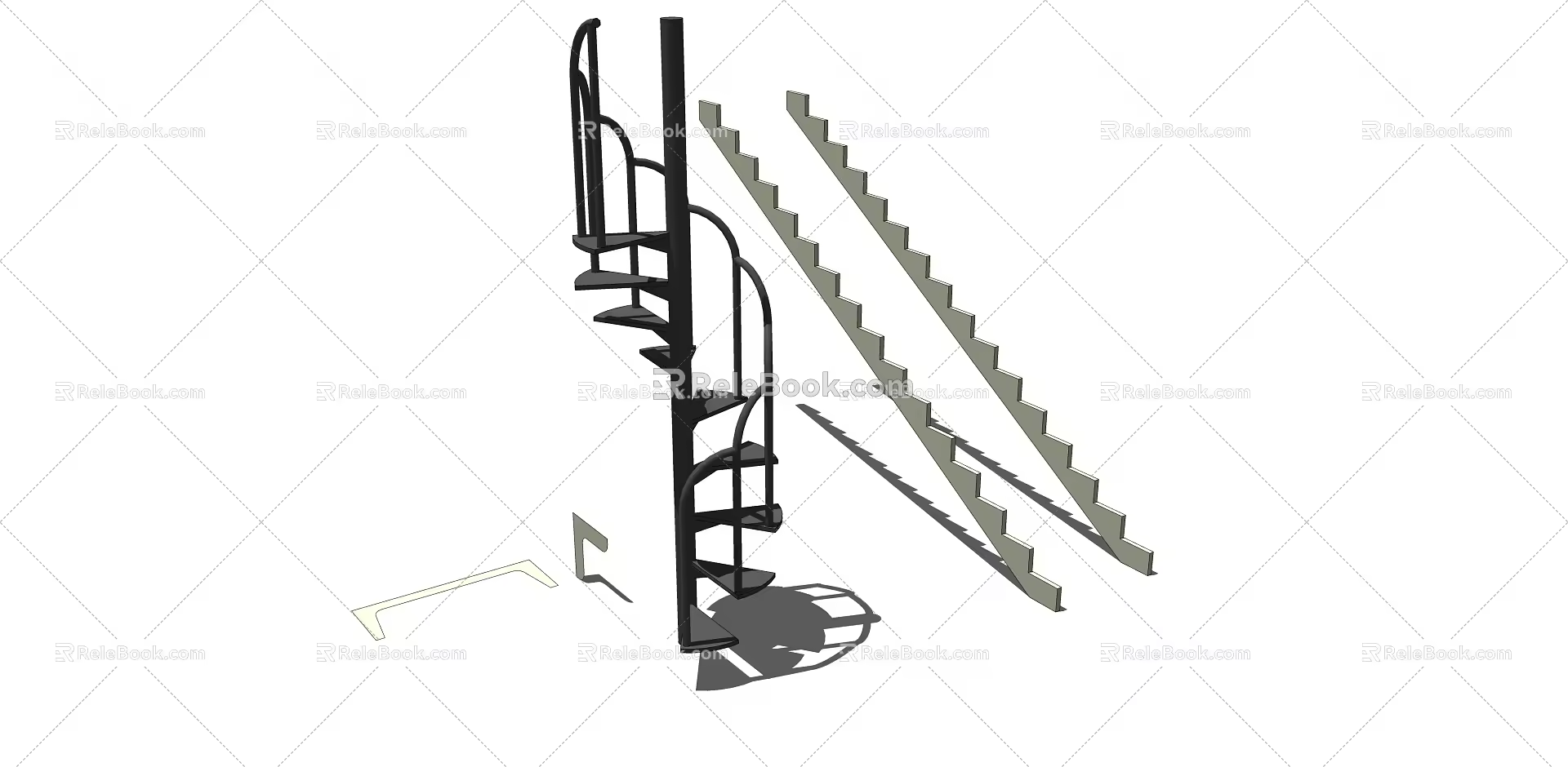 modern assembly building components revolving staircase 3d model