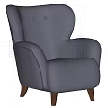 Cozy Navy Blue Plush Armchair with Button Tufted Backrest and Wooden Legs