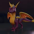 Cartoon 3D Dragon Character With Purple Body Yellow Wings And Horns