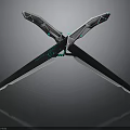 Futuristic Crossed Knives Weapon Design With Green Accents And Sharp Blades