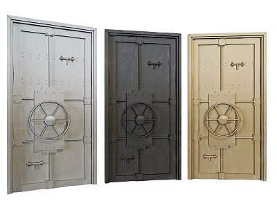 Stylish Barn Door Designs With Metal Panels And Decorative Wheels 3d model