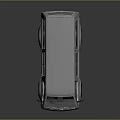 Silver Van 3D Render With Black Wheels Crossed Window Lines And Reflective Surface