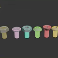 Metal Bolts With Various Head Shapes Arranged On Black Background With Reflective Finish