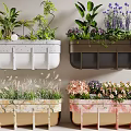 Indoor Plant Combinations in Various Colored Planters with Greenery and Flowers