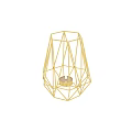 Gold Geometric Frame Candle Lamp With Lit Candle Inside Modern Home Decorative Design