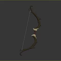 Ornate Wooden Bow With Curved Design Red Accents And Golden Details