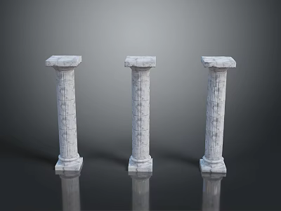Three Classical Carved Marble Columns With Intricate Details As Architectural Elements 3d model