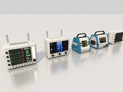 defibrillator electrocardiogram autoclaving ultrasonic monitoring instrument X-ray scanning medical equipment 3d model