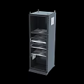 Grey Kitchen Appliance Storage Cabinets With Closed And Open Design And Shelves