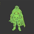 Detailed Fantasy Armored Warrior With Silver Helmet Brown Cape And Metallic Armor