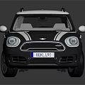 Modern Striped Two Tone SUV Car With White Roof Round Headlights And Black Wheels