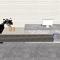 Modern Reception Desk Front Desk Bar Desk Chandelier Sculpture Hall Front Hall 3d model