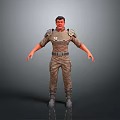 Game And Movie Character In Brown Uniform With Number 72 Standing Military Style Pose