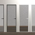Sleek Modern Hinged Doors Featuring Black Frames Frosted And Ribbed Glass 3d model