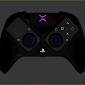 Modern Game Controller With Black Design Purple Buttons Pink X Logo And Textured Grips 3d model