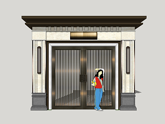 New Chinese Style Door Entrance Door 3d model