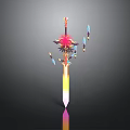 Decorative Fantasy Sword With Floral Top Glowing Shards And Gradient Blade