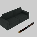 Red Upholstered Two Seater Sofa With Modern Sleek Design And Cushioned Armrests 3d model