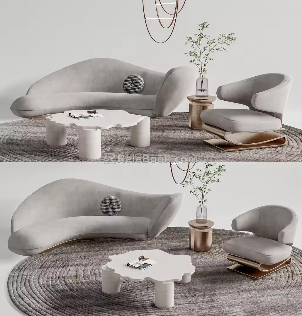 Quiet Sofa Tea Table Combination Sofa Coffee Table 3d model