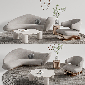 Quiet Sofa Tea Table Combination Sofa Coffee Table 3d model