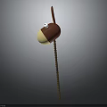 Cute Cartoon Decorative Furniture Piece With Red Head Yellow Base And Brown Spiral Pole