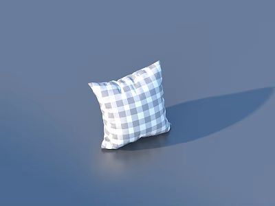 Blue White Checkered Pattern Pillow Soft Comfortable Decorative Design 3d model