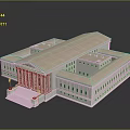 Detailed Classical Building Model With White Facade Columns Steps And Symmetrical Design
