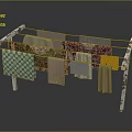 Clothesline Displaying Colorful Patterned Fabrics In Various Designs