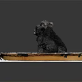 Two Small Dogs Sitting Together on Table with Gear and Clock Patterns 3d model