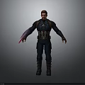 Captain America Character In Blue Uniform With Star Emblem And Shield