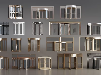 Various Modern Door Designs With Glass Panels And Metal Frames Collection 3d model