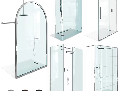 Sleek Modern Shower Head With Frameless Glass Enclosure And Chrome Fixture Design 3d model