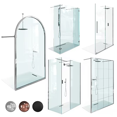 Sleek Modern Shower Head With Frameless Glass Enclosure And Chrome Fixture Design 3d model